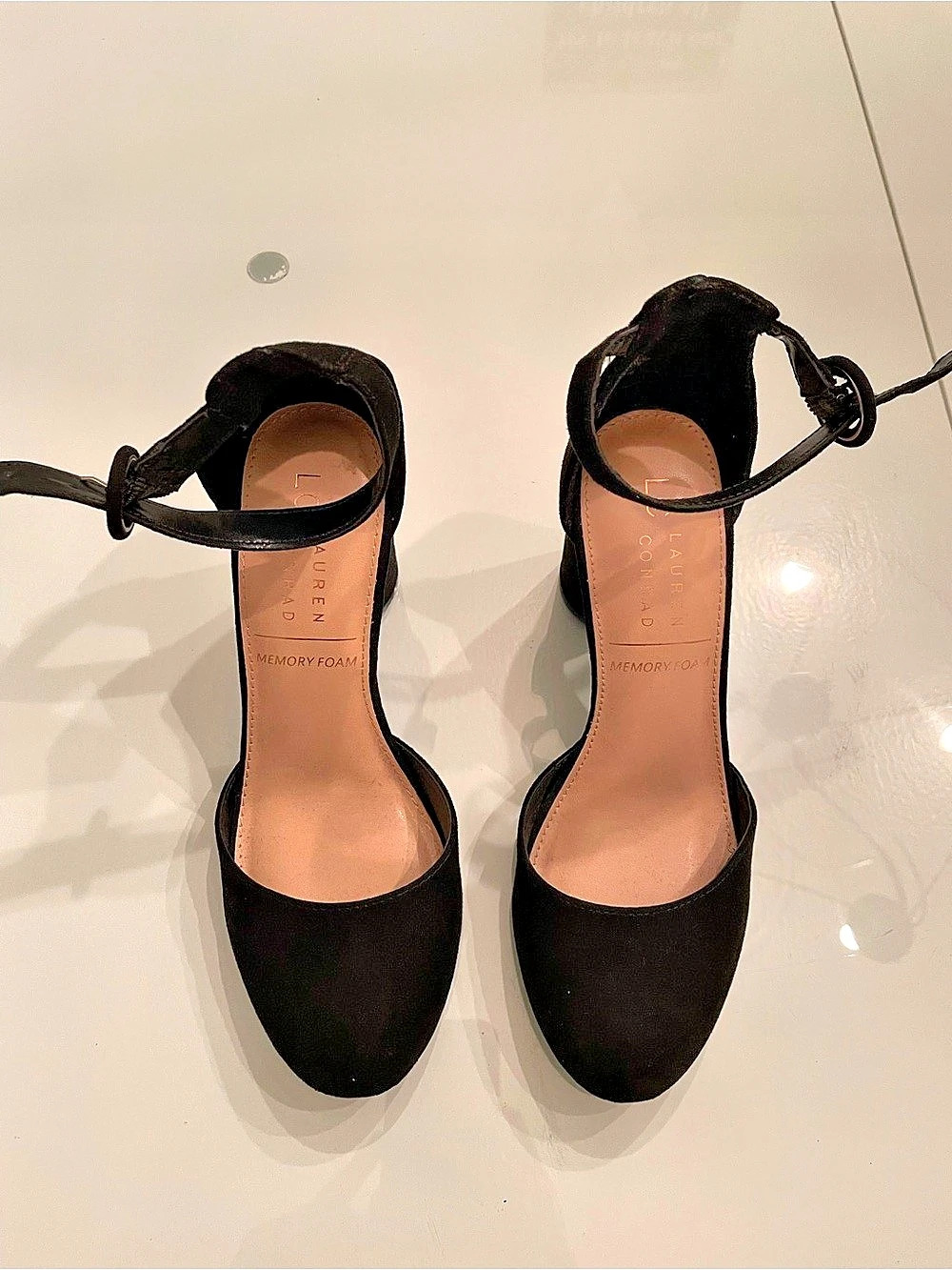 LC Lauren Conrad Black Ankle-Strap Block Heel Shoes